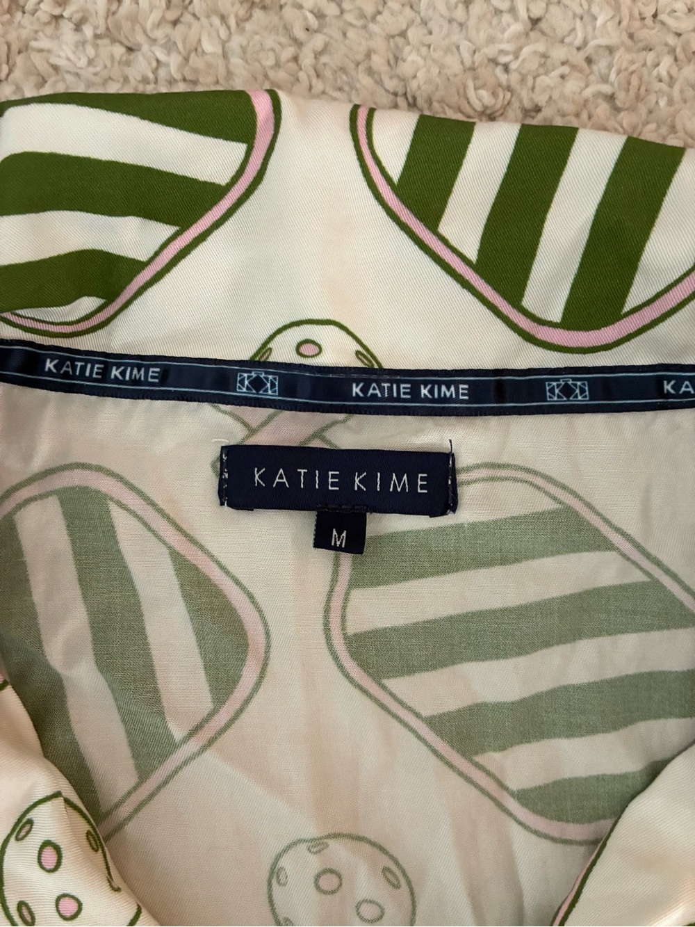 Katie Kime Pickleball Pajama Short Set Green Pink Size M - Picture 11 of 11